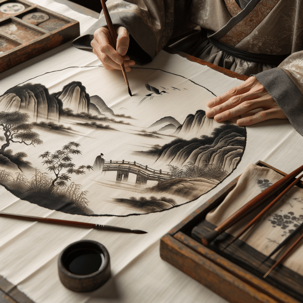 Ancient Chinese watercolor offers on silk