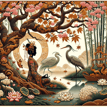 "Embracing Nature: A Dive into Traditional Asian Art Styles Influenced by the Natural World" - Metal Poster Art