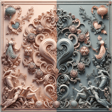 "Exploring the Fusion of Rococo and Contemporary Metal Art: A Modern Twist on Traditional Aesthetics" - Metal Poster Art