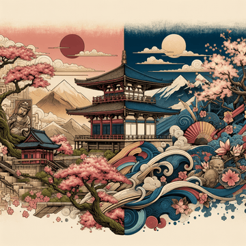 "Harmonizing Tradition and Modernity: The Fusion of Traditional and Contemporary Elements in Asian Art Styles" - Metal Poster Art