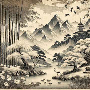 The Enchanting Harmony of Nature in Traditional Asian Art Styles - Metal Poster Art