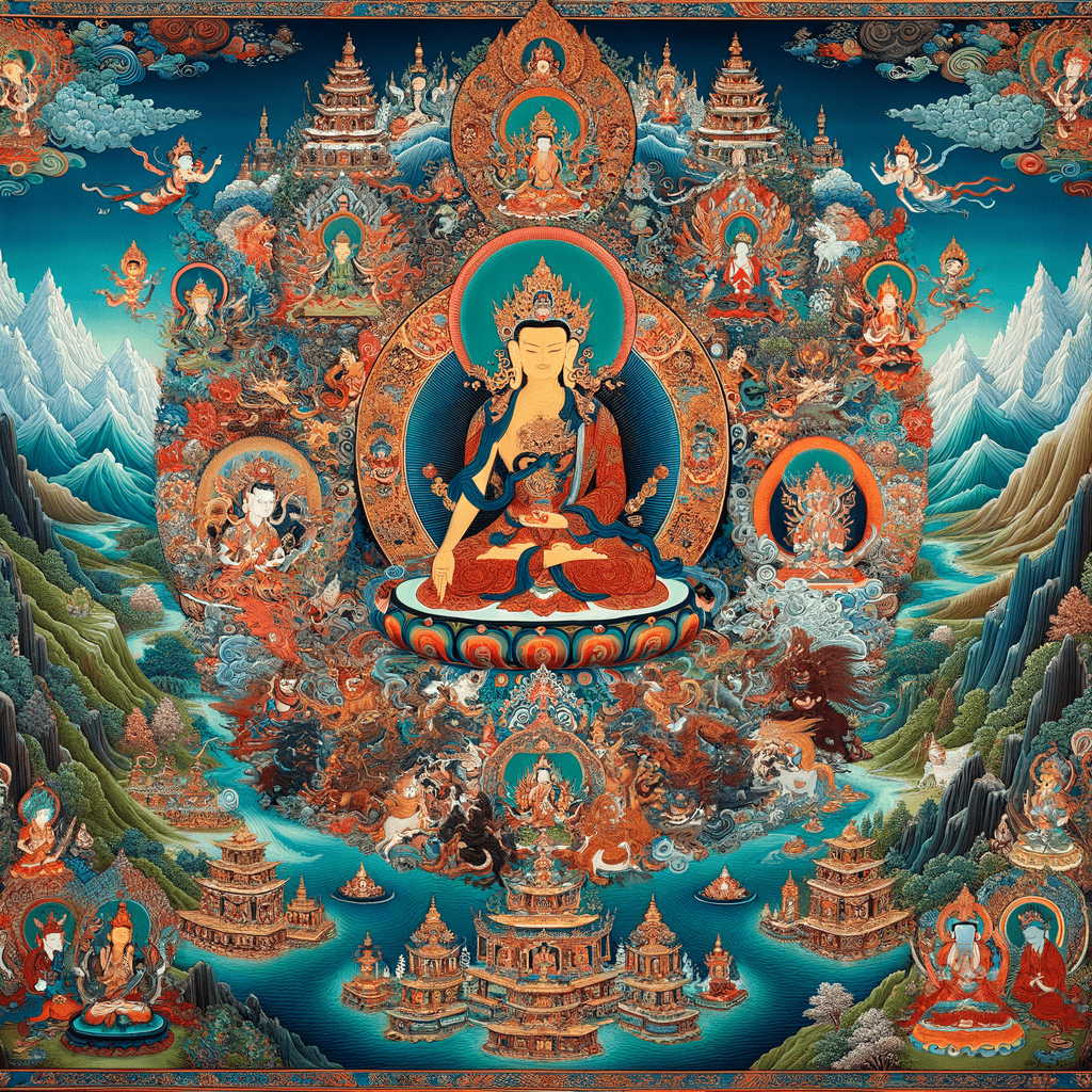 "The Intricate Beauty of Thangka Painting: A Visual Journey into Tibetan Art and Spirituality" - Metal Poster Art