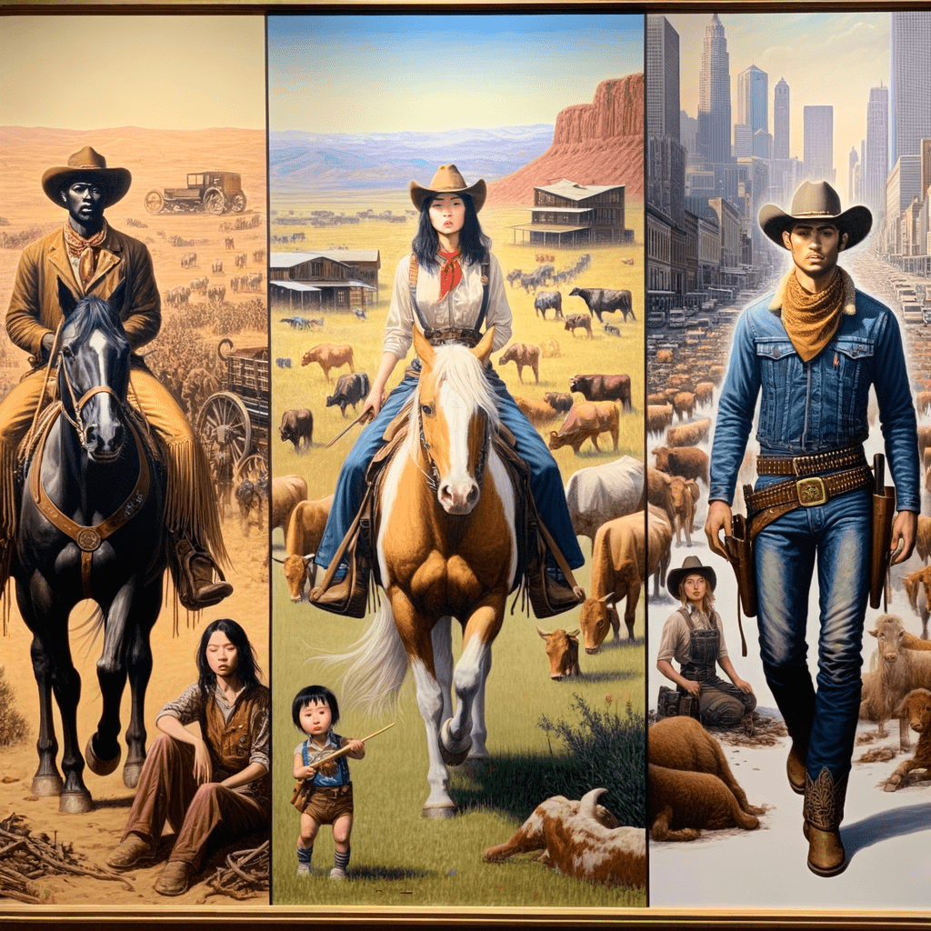 "Unveiling the Evolution of Cowboy Aesthetic: From Mythical Heroes to Timeless Icons in Western Art" - Metal Poster Art