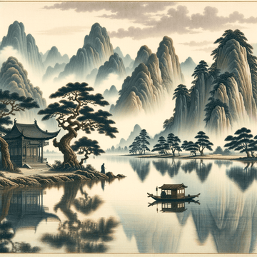 Unveiling the Tranquility and Philosophy of Chinese Landscape Painting: A Serene Journey into Symbolism - Metal Poster Art