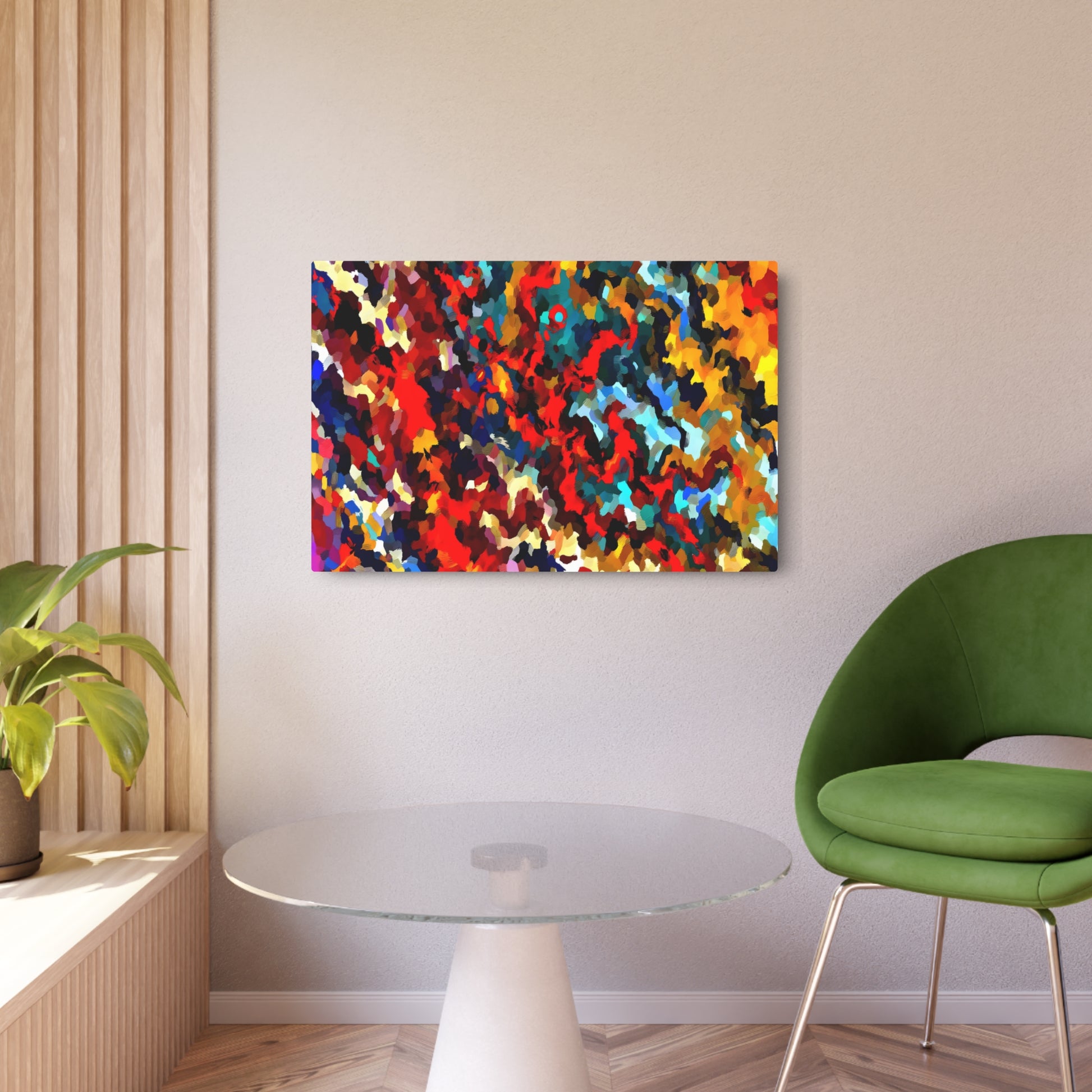 Metal Poster Art | "Abstract Expressionism Art Piece - Emotionally Charged, Spontaneously Vibrant - Modern Contemporary Style - Freedom of Expression in Vivid Contr - Metal Poster Art 36″ x 24″ (Horizontal) 0.12''