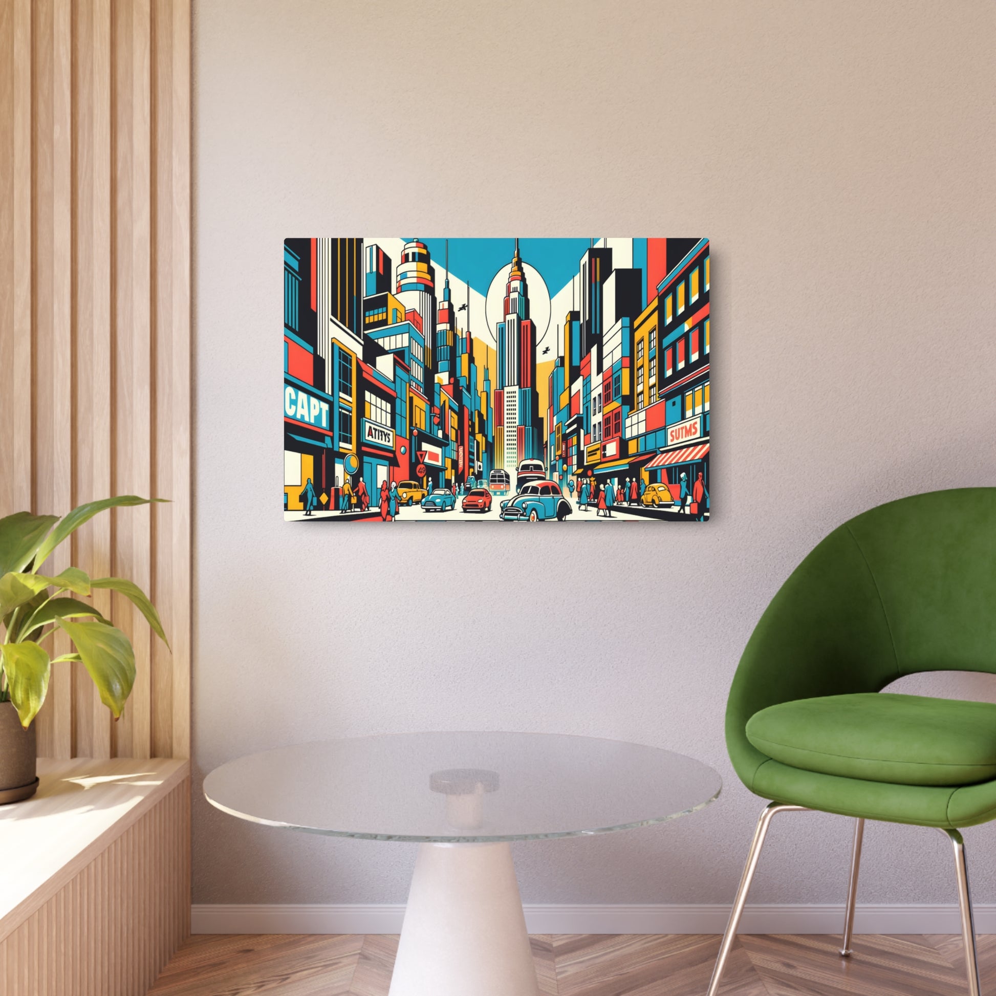 Metal Poster Art | "Modern & Contemporary Pop Art: Vibrant and Bold Cityscape Depiction in Pop Art Style" - Metal Poster Art 36″ x 24″ (Horizontal) 0.12''