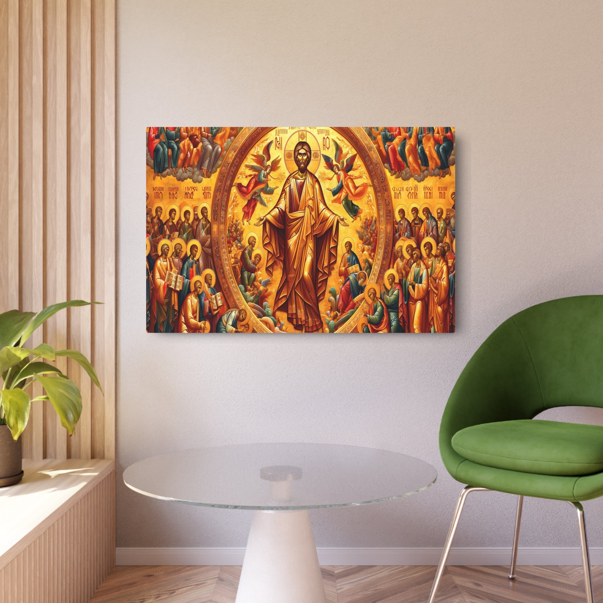 "Religious Byzantine Art Style Masterpiece with Luxurious Gold Backgrounds - Non-Western Global Styles Collection" - Metal Poster Art 36″ x 24″ (Horizontal) 0.12''