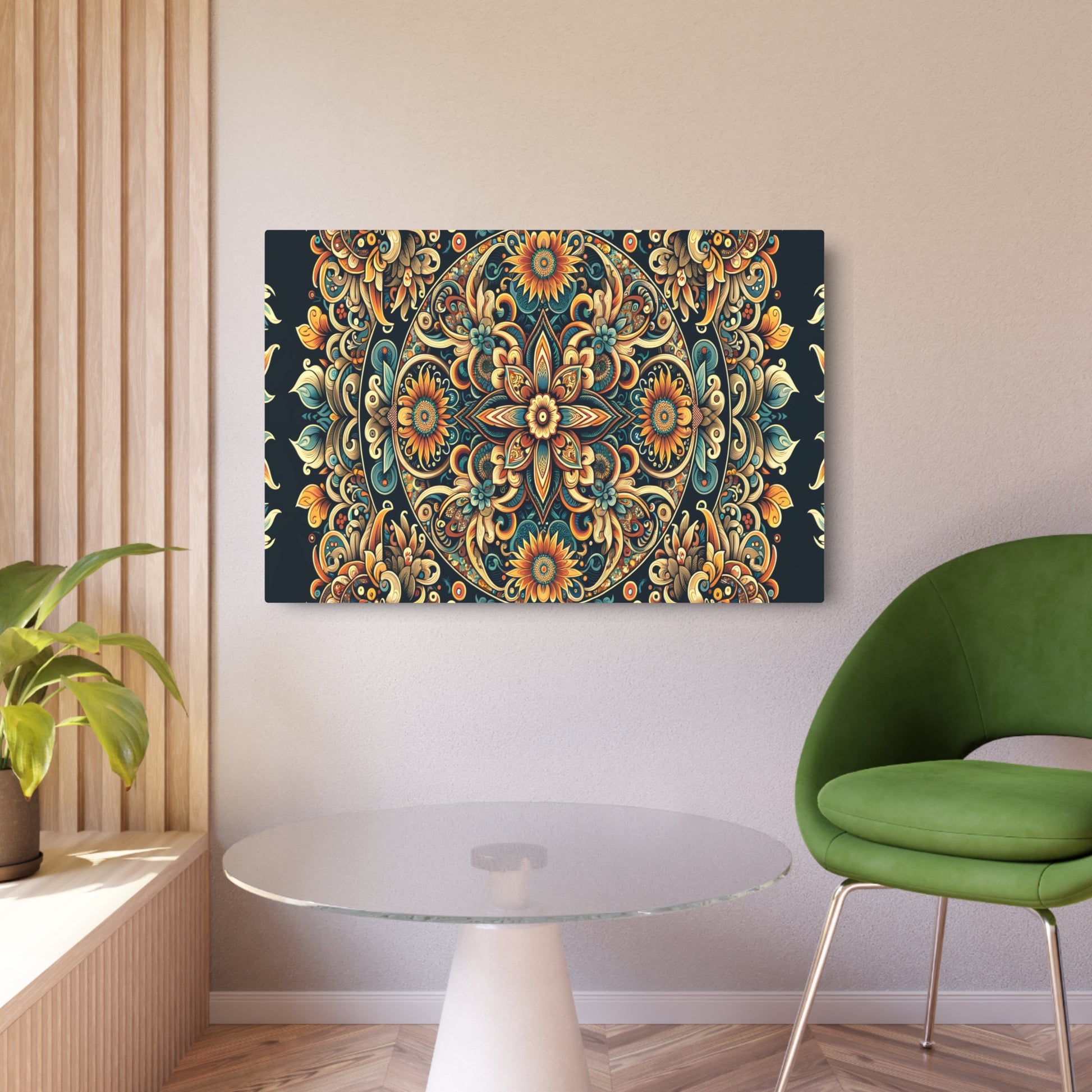 "Intricate Traditional Indonesian Batik Art Design - Authentic Non-Western Global Style" - Metal Poster Art 36″ x 24″ (Horizontal) 0.12''