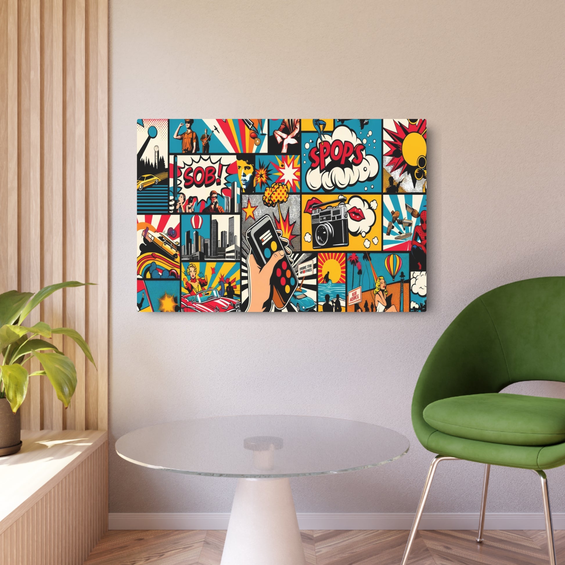 "Vibrant Pop Art Canvas: A Bold Fusion of Modern Culture & Saturated Colors" - Metal Poster Art 30″ x 20″ (Horizontal) 0.12''