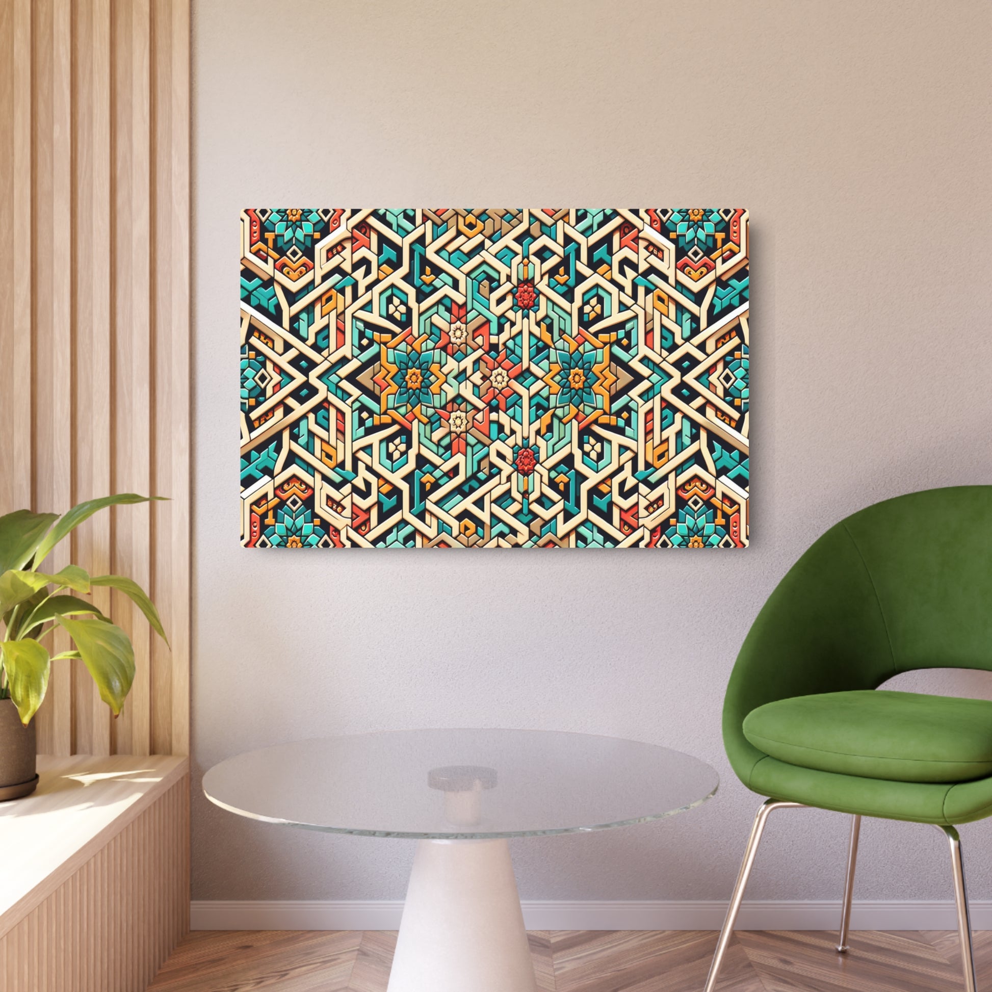 Metal Poster Art | "Islamic Geometric Pattern Artwork - Authentic Non-Western & Global Style Decorative Wall Art" - Metal Poster Art 36″ x 24″ (Horizontal) 0.12''