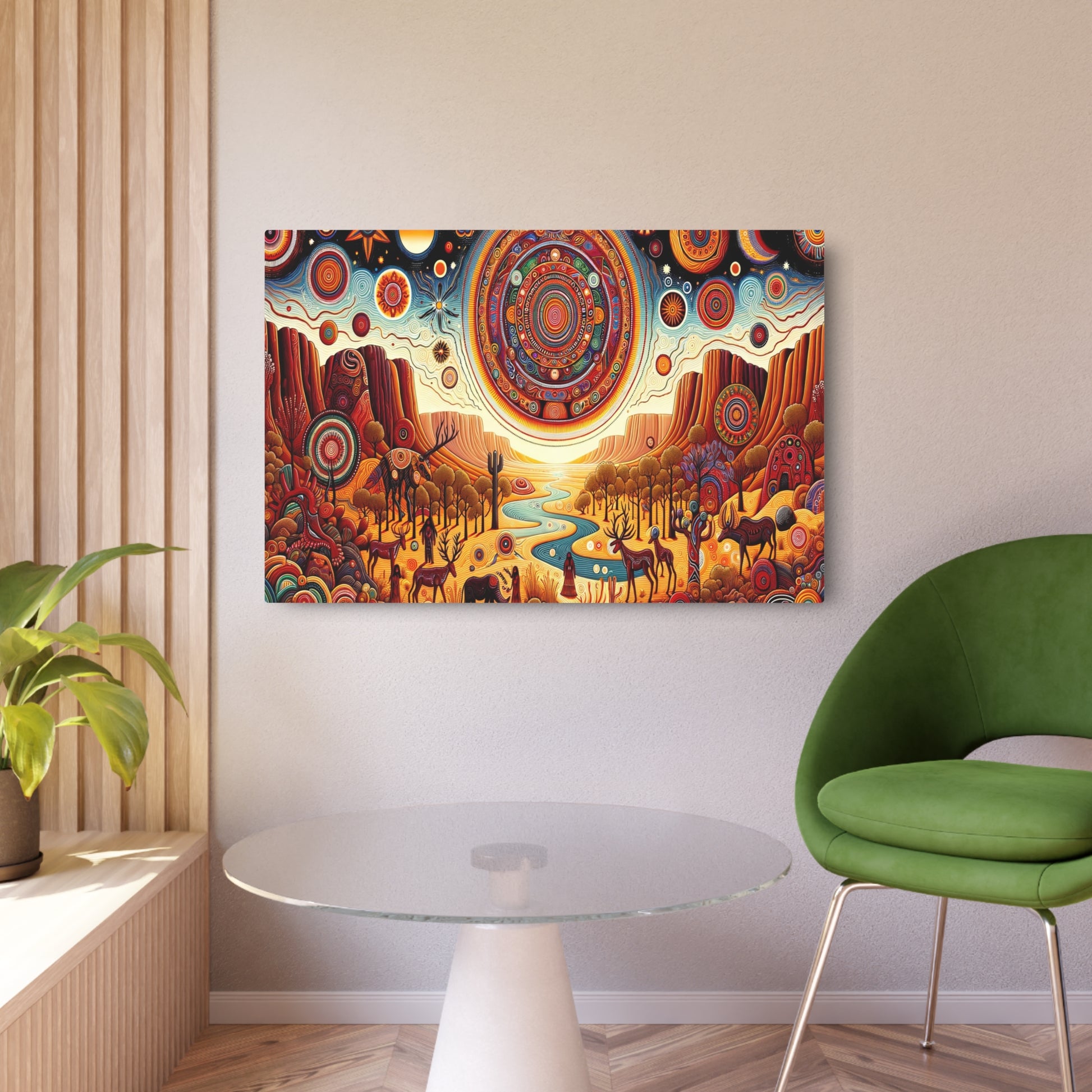 Metal Poster Art | "Vibrant Traditional Aboriginal Australian Art - Rich in Color, Pattern and Spiritual Symbolism"