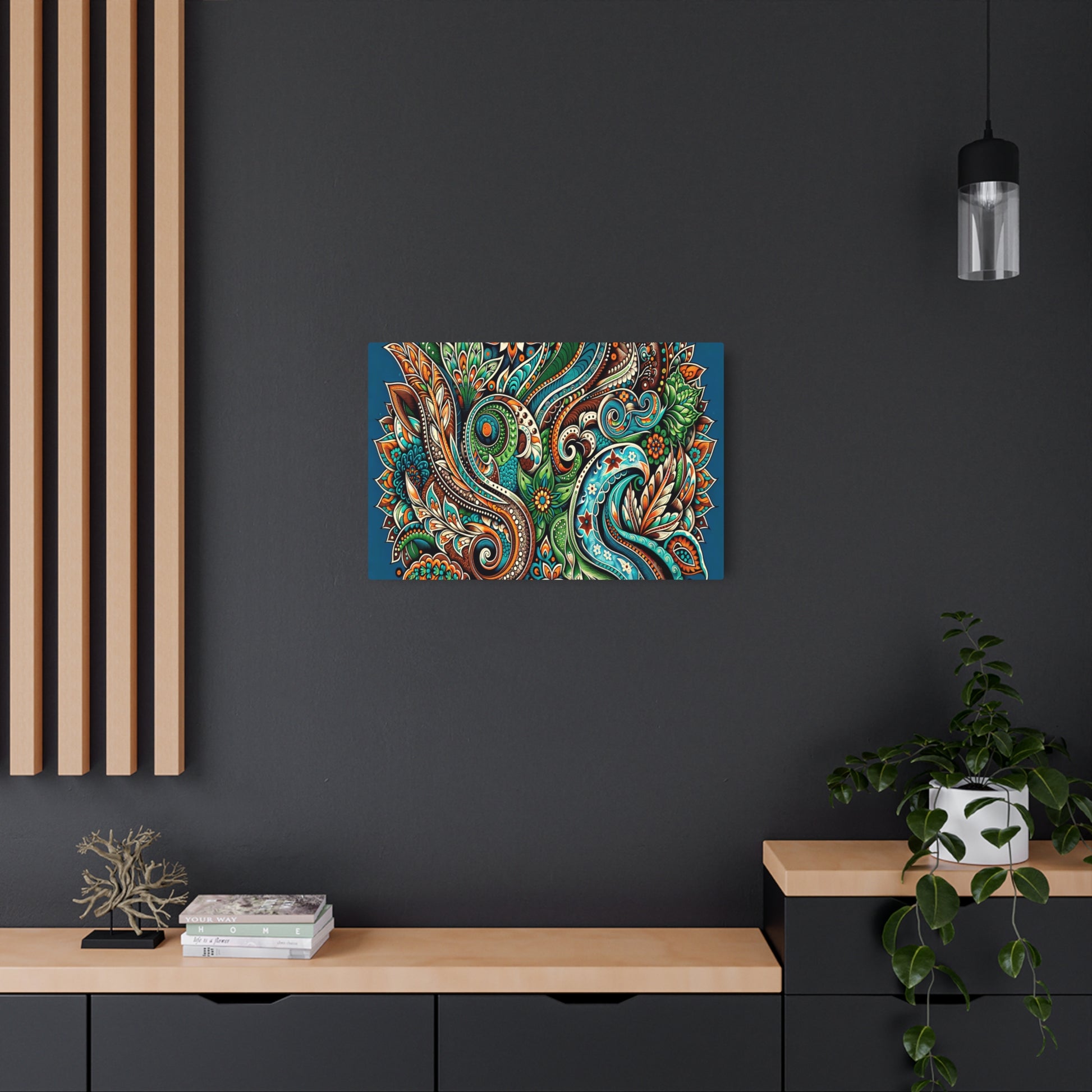 Metal Poster Art | "Stunning Indonesian Batik Art - Vibrant and Intricate Wax-Resist Dye Patterns"