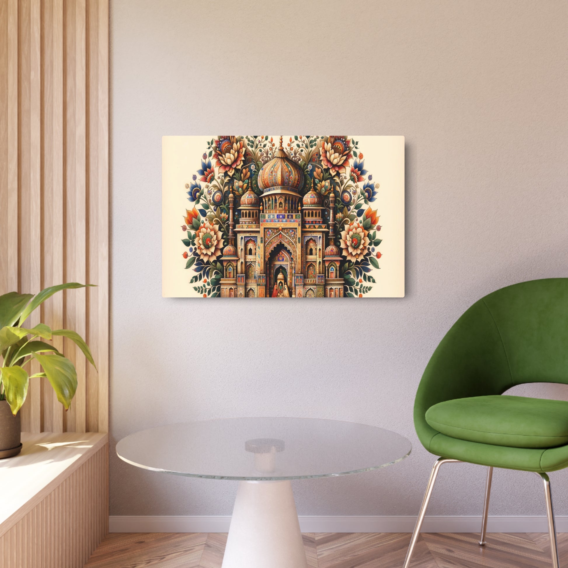 Metal Poster Art | "Mughal Miniature Artwork: Vibrant South Asian Historical Painting Inspired by Traditional Mughal Styles" - Metal Poster Art 36″ x 24″ (Horizontal) 0.12''