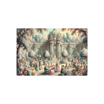Metal Poster Art | "Rococo Style Lavish Garden Party Art in Pastel Palette - Western Art Styles Collection"