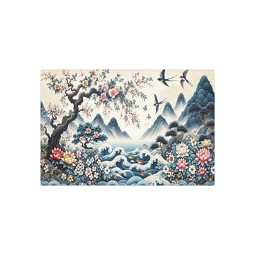 Metal Poster Art | "Traditional Chinese Silk Painting: Nature-inspired Asian Art Masterpiece"