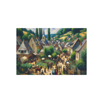 Metal Poster Art | "Impressionist Artwork - Vibrant French Village Life in the Style of Western Impressionism"