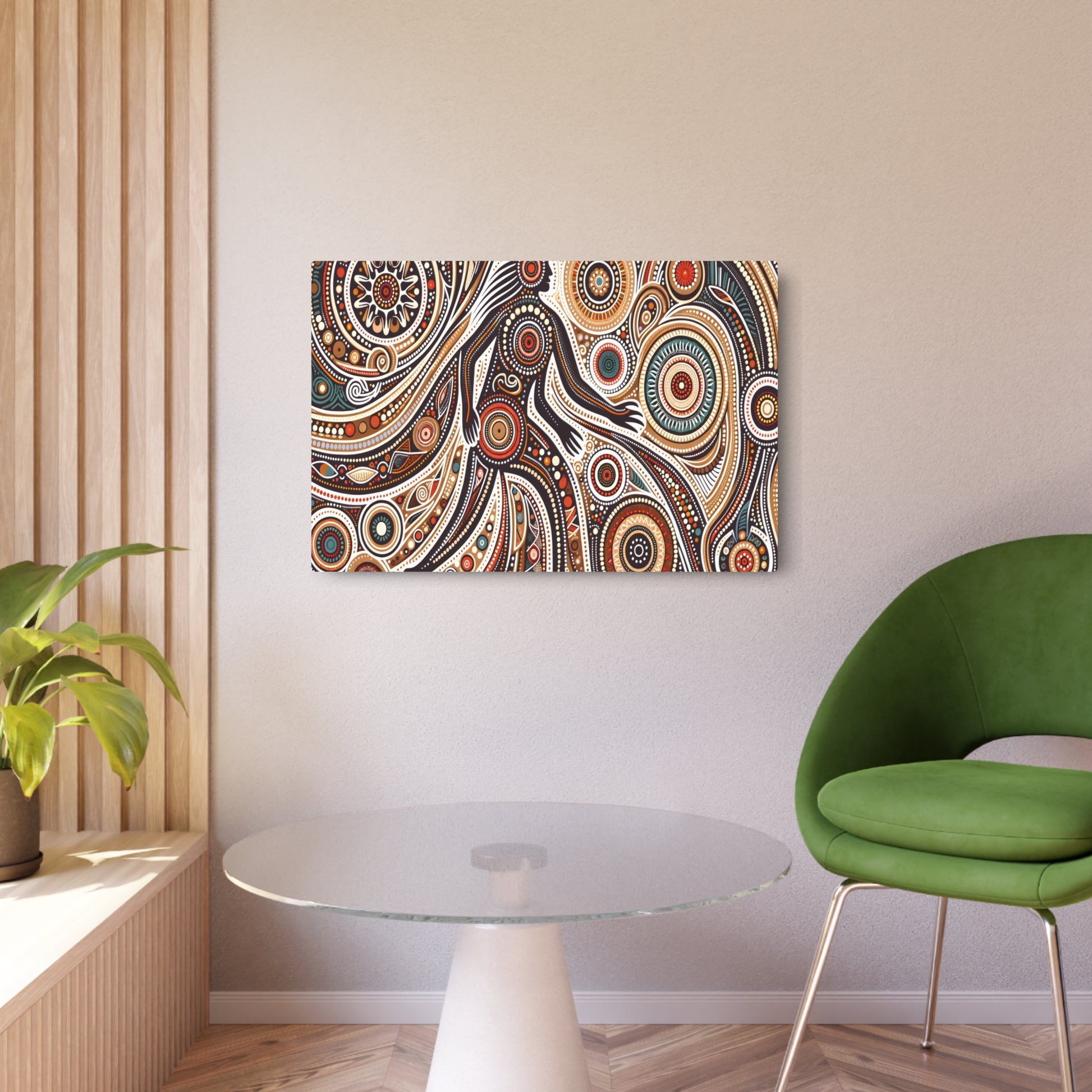 Metal Poster Art | "Traditional Aboriginal Art Inspired Image - Authentic Australian Pattern, Dot and Line Art in Non-Western & Global Styles Category" - Metal Poster Art 36″ x 24″ (Horizontal) 0.12''