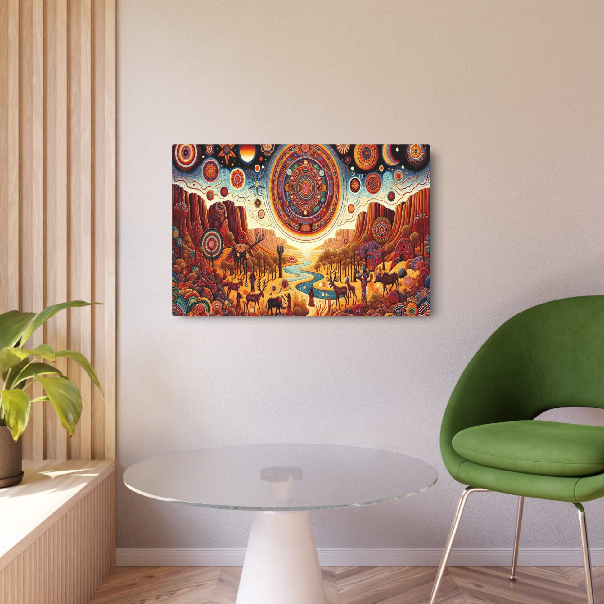 Metal Poster Art | "Vibrant Traditional Aboriginal Australian Art - Rich in Color, Pattern and Spiritual Symbolism"