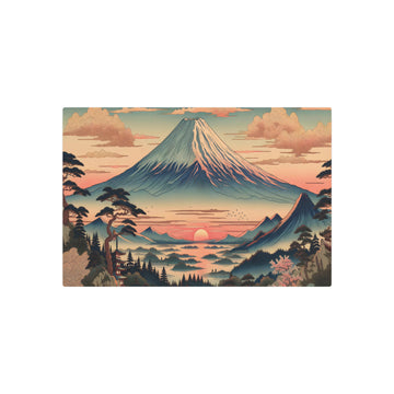 Metal Poster Art | "Traditional Japanese Ukiyo-e Art - Serene Evening at Mount Fuji, Asian Art Styles Collection"