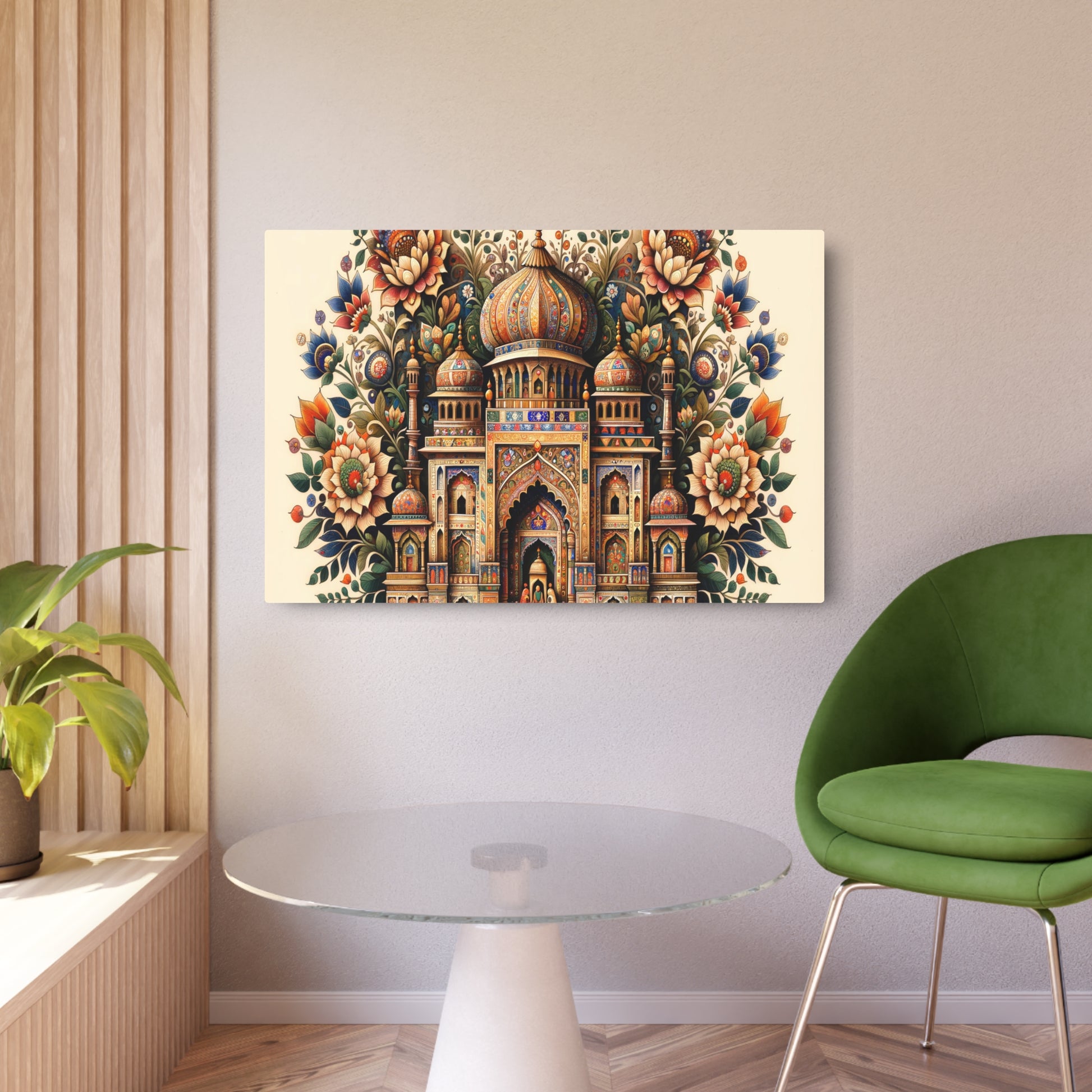 Metal Poster Art | "Mughal Miniature Artwork: Vibrant South Asian Historical Painting Inspired by Traditional Mughal Styles" - Metal Poster Art 36″ x 24″ (Horizontal) 0.12''