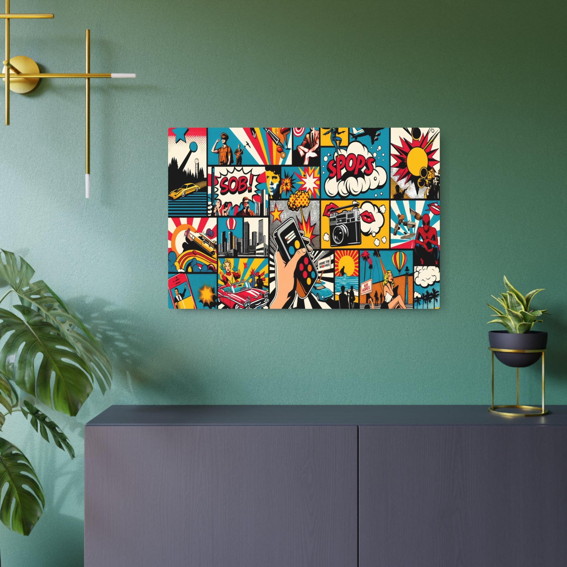 "Vibrant Pop Art Canvas: A Bold Fusion of Modern Culture & Saturated Colors" - Metal Poster Art 30″ x 20″ (Horizontal) 0.12''