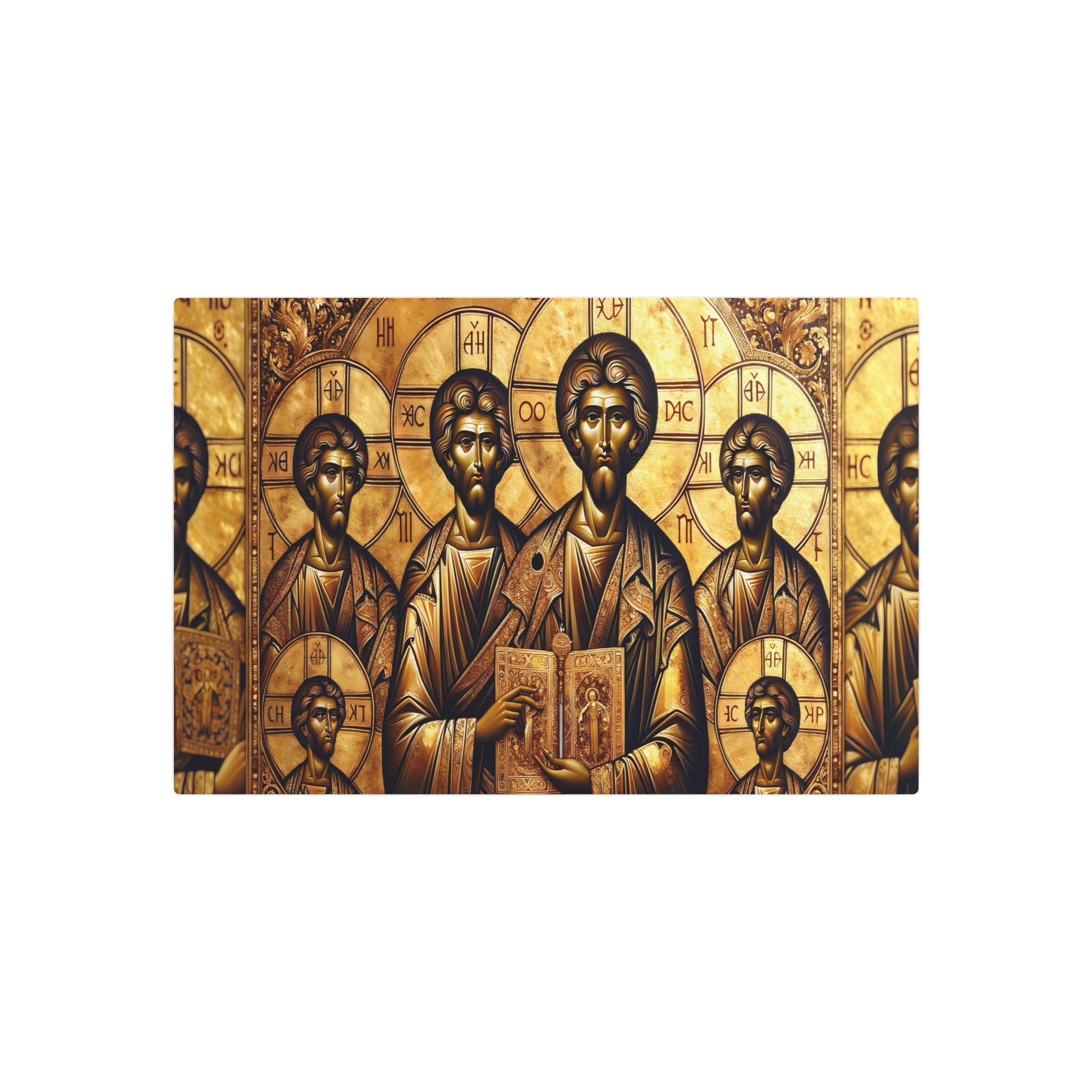 Metal Poster Art | "Byzantine Art Style Image: Golden Backdrop with Detailed Religious Figures - Non-Western & Global Styles" - Metal Poster Art 30″ x 20″ (Horizontal) 0.12''