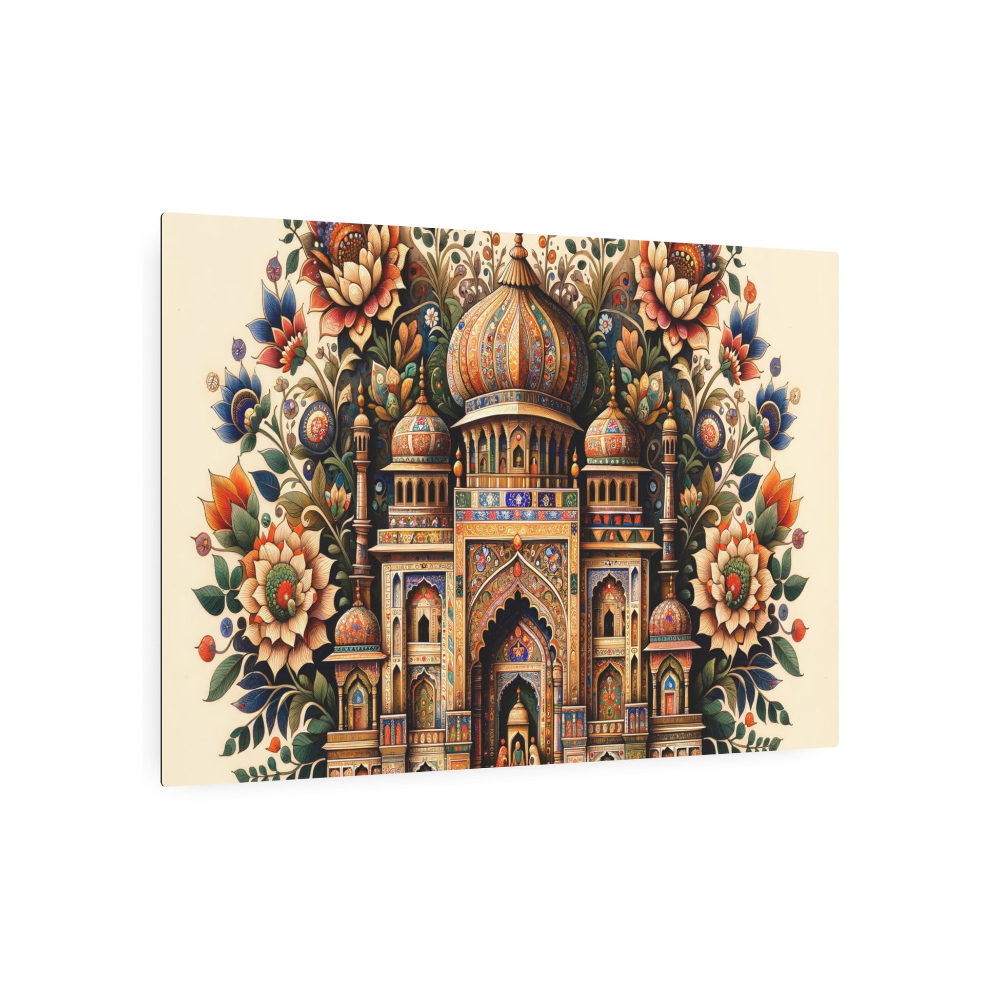 Metal Poster Art | "Mughal Miniature Artwork: Vibrant South Asian Historical Painting Inspired by Traditional Mughal Styles" - Metal Poster Art 36″ x 24″ (Horizontal) 0.12''