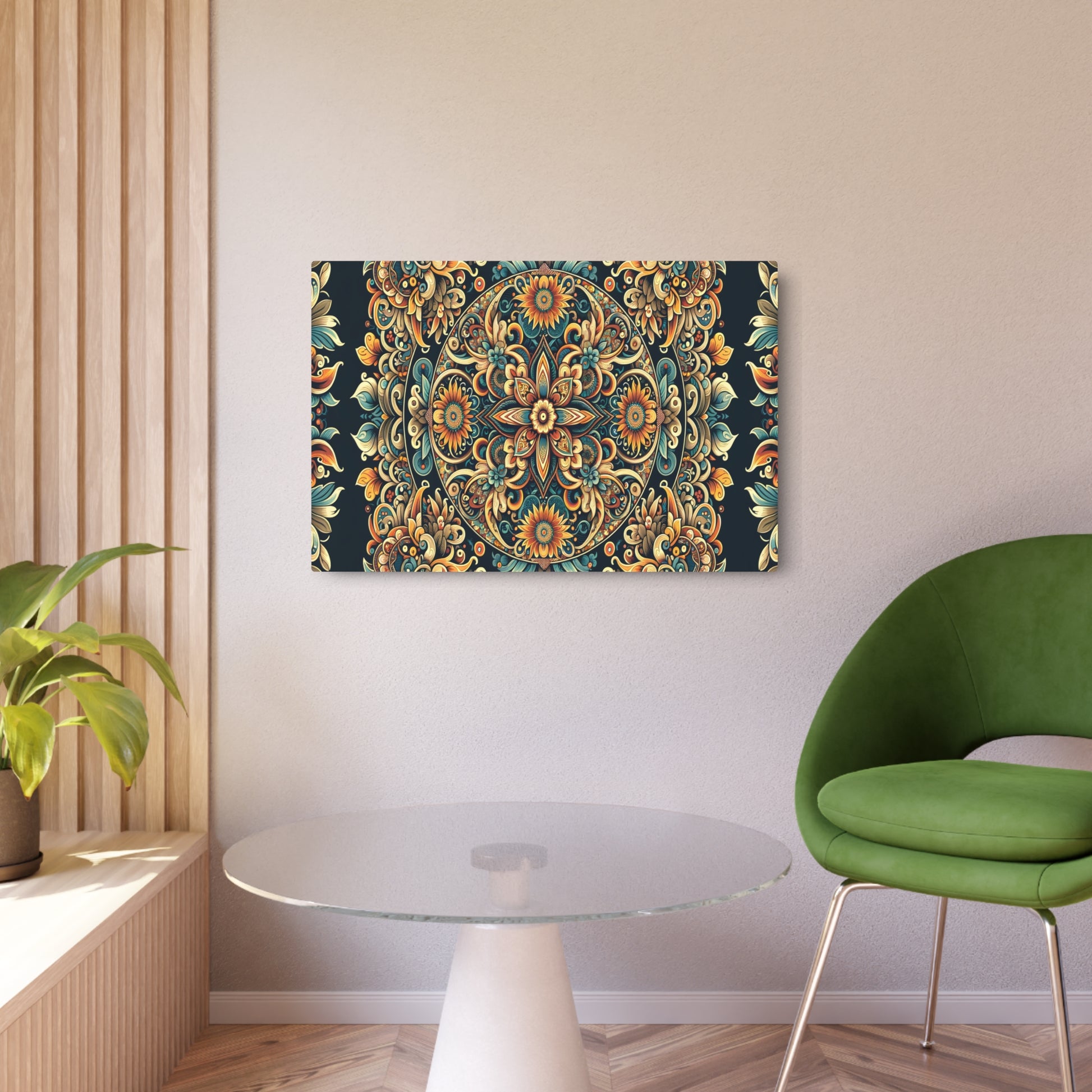 "Intricate Traditional Indonesian Batik Art Design - Authentic Non-Western Global Style" - Metal Poster Art 36″ x 24″ (Horizontal) 0.12''