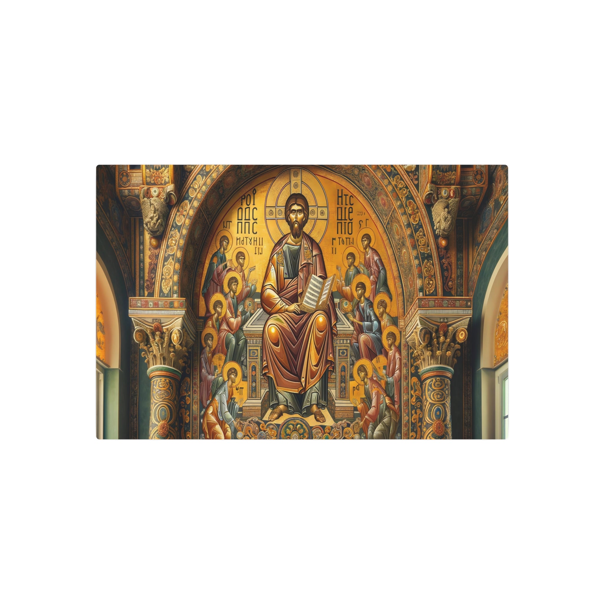 Metal Poster Art | "Byzantine Style Artwork with Elaborate Details - Non-Western & Global Styles, Traditional Byzantine Color Palette"