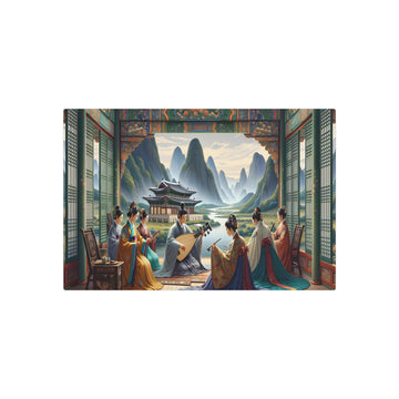 Metal Poster Art | "Traditional Joseon Dynasty Style Korean Painting: Scholars, Palaces and Landscapes - Authentic Asian Art in the Korean Joseon Dynasty Paintings Category