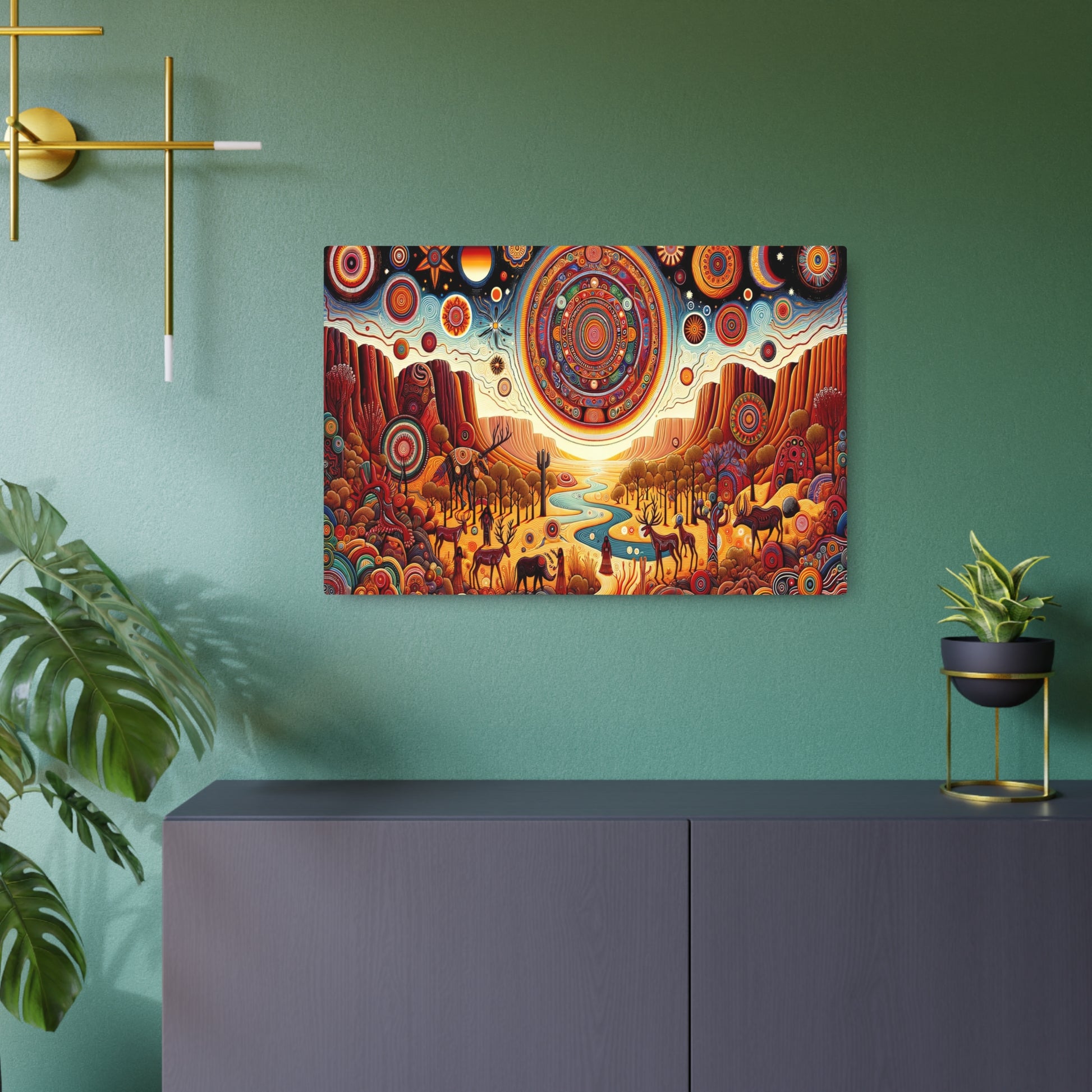 Metal Poster Art | "Vibrant Traditional Aboriginal Australian Art - Rich in Color, Pattern and Spiritual Symbolism"