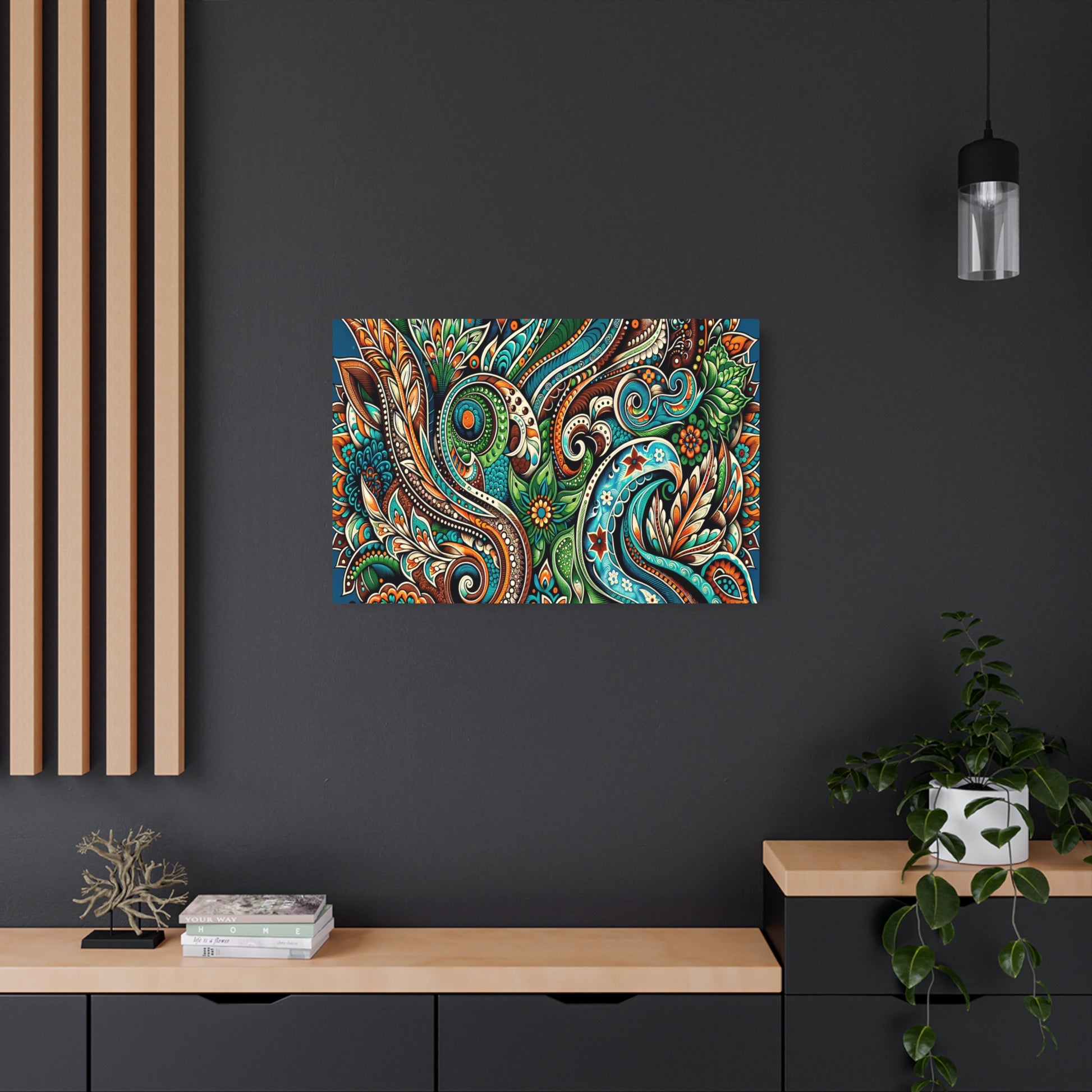 Metal Poster Art | "Stunning Indonesian Batik Art - Vibrant and Intricate Wax-Resist Dye Patterns"