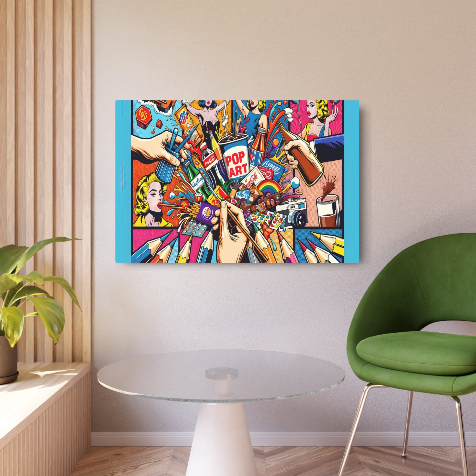 "Bold & Bright Pop Art Fusion Masterpiece - Modern Contemporary Style" - Metal Poster Art 36″ x 24″ (Horizontal) 0.12''