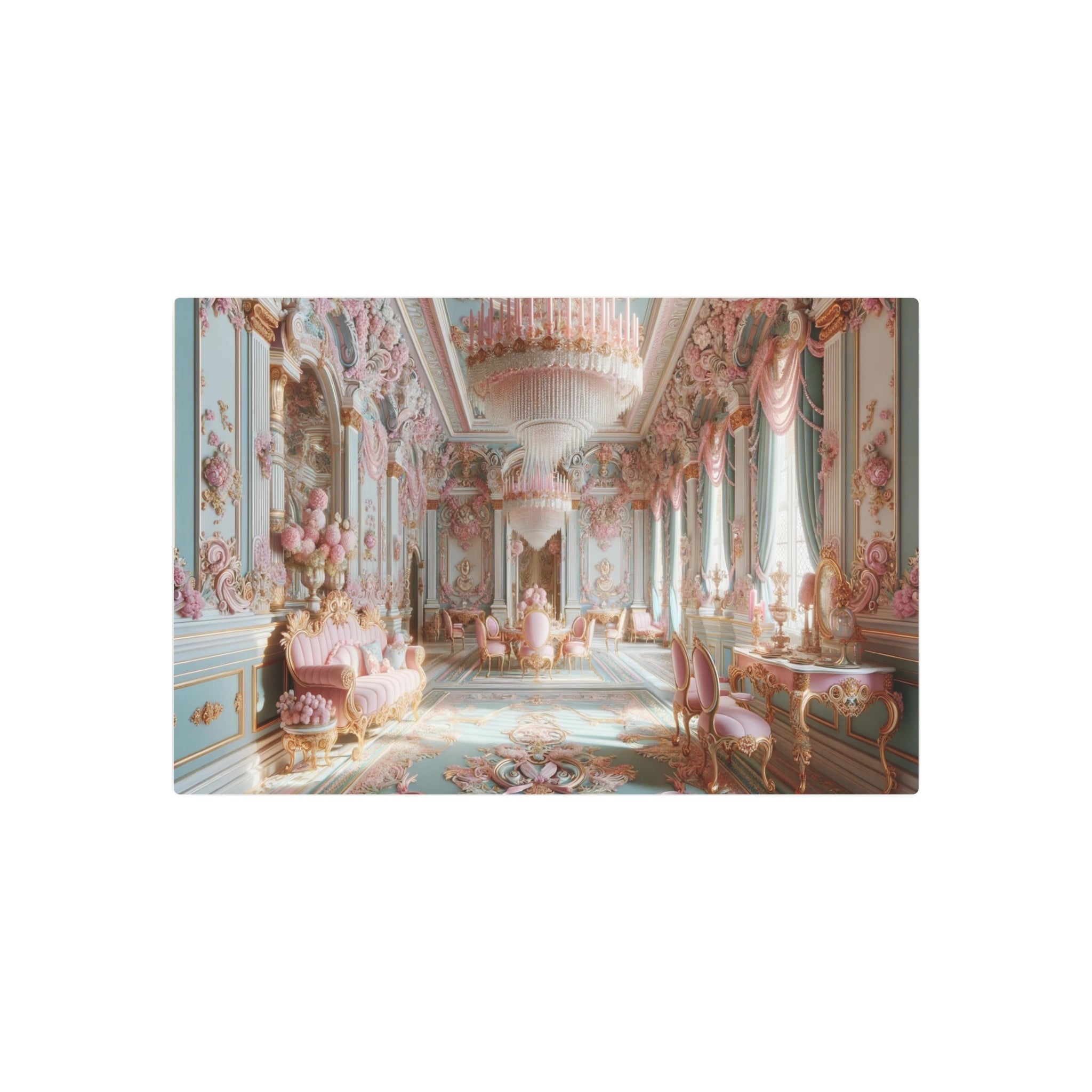 Metal Poster Art | "Rococo Pastel Charm: Western Art Style Reflecting Elegance & Playfulness in Sublime Colors"