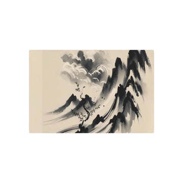 Metal Poster Art | "Sumi-e Inspired Japanese Ink Wash Art Image: A Delicate Balance of Dark and Light Brush Strokes"