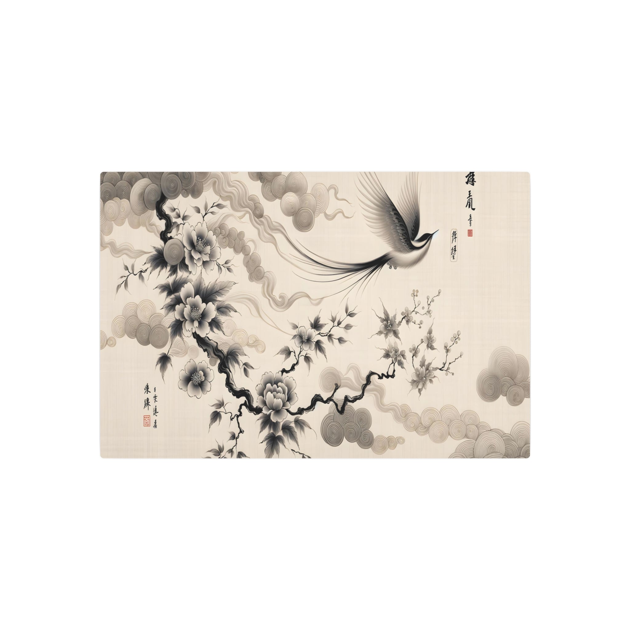 Metal Poster Art | "Traditional Chinese Silk Painting Art Piece - Authentic Asian Art Styles Inspired Masterpiece"