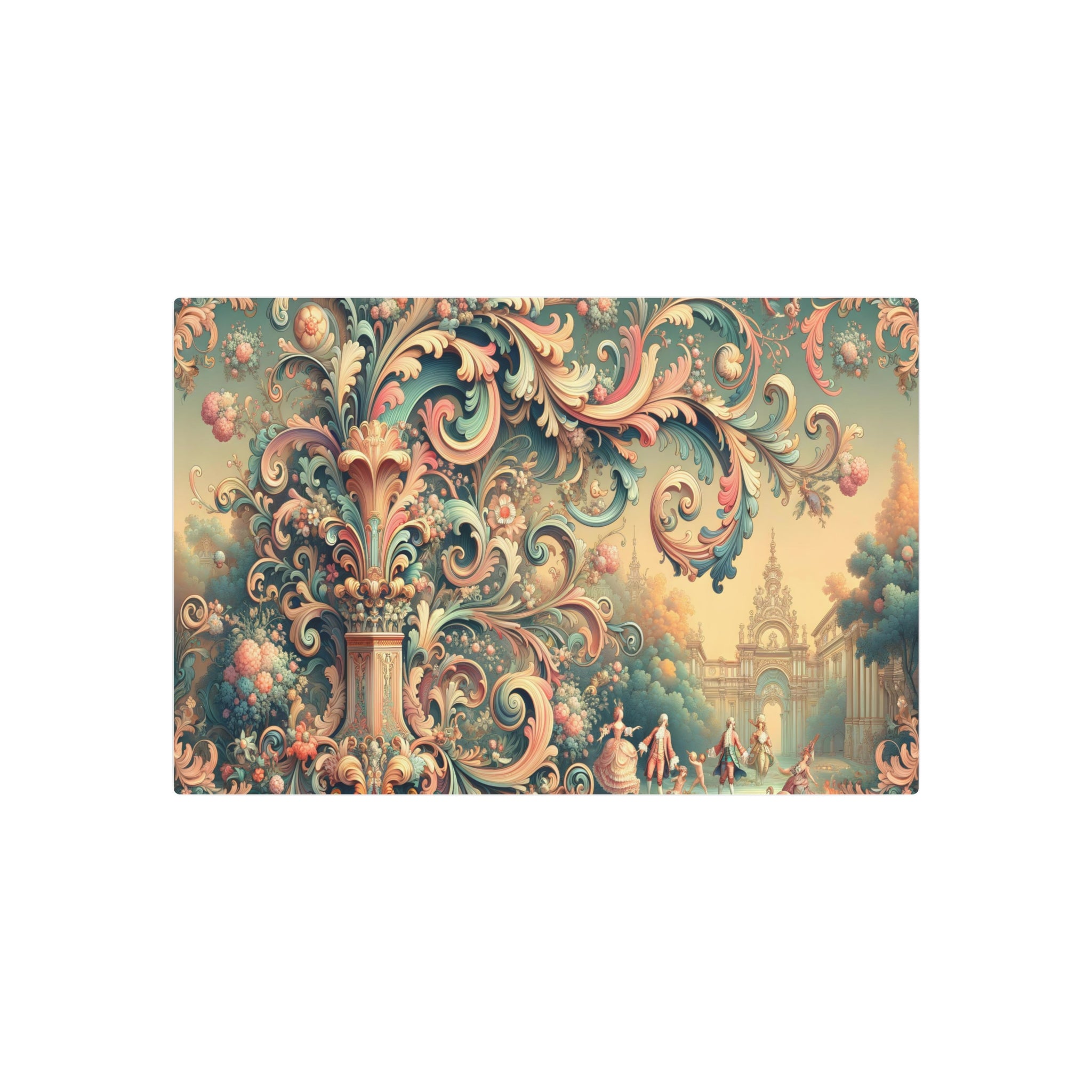 Metal Poster Art | "Rococo Art Style Print - Intricate and Ornate Western Art with Pastel Colors, Playful Themes & Romantic Elements"