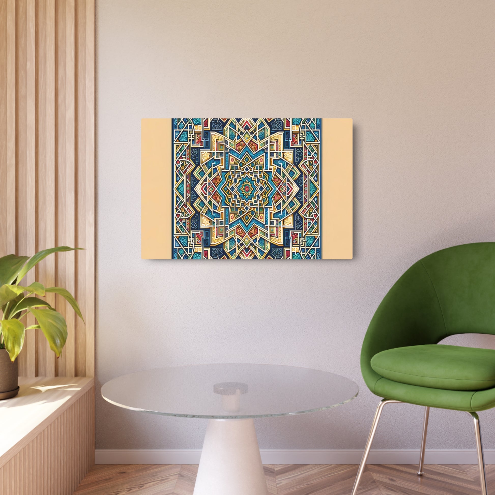 "Intricate Islamic Geometric Pattern Art in Vibrant Traditional Colors - Non-Western & Global Styles" - Metal Poster Art 36″ x 24″ (Horizontal) 0.12''