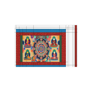 Metal Poster Art | "Traditional Tibetan Thangka Painting Featuring Buddha Figures, Mandalas & Deities in Vivid Colors - Authentic Asian Art Style"