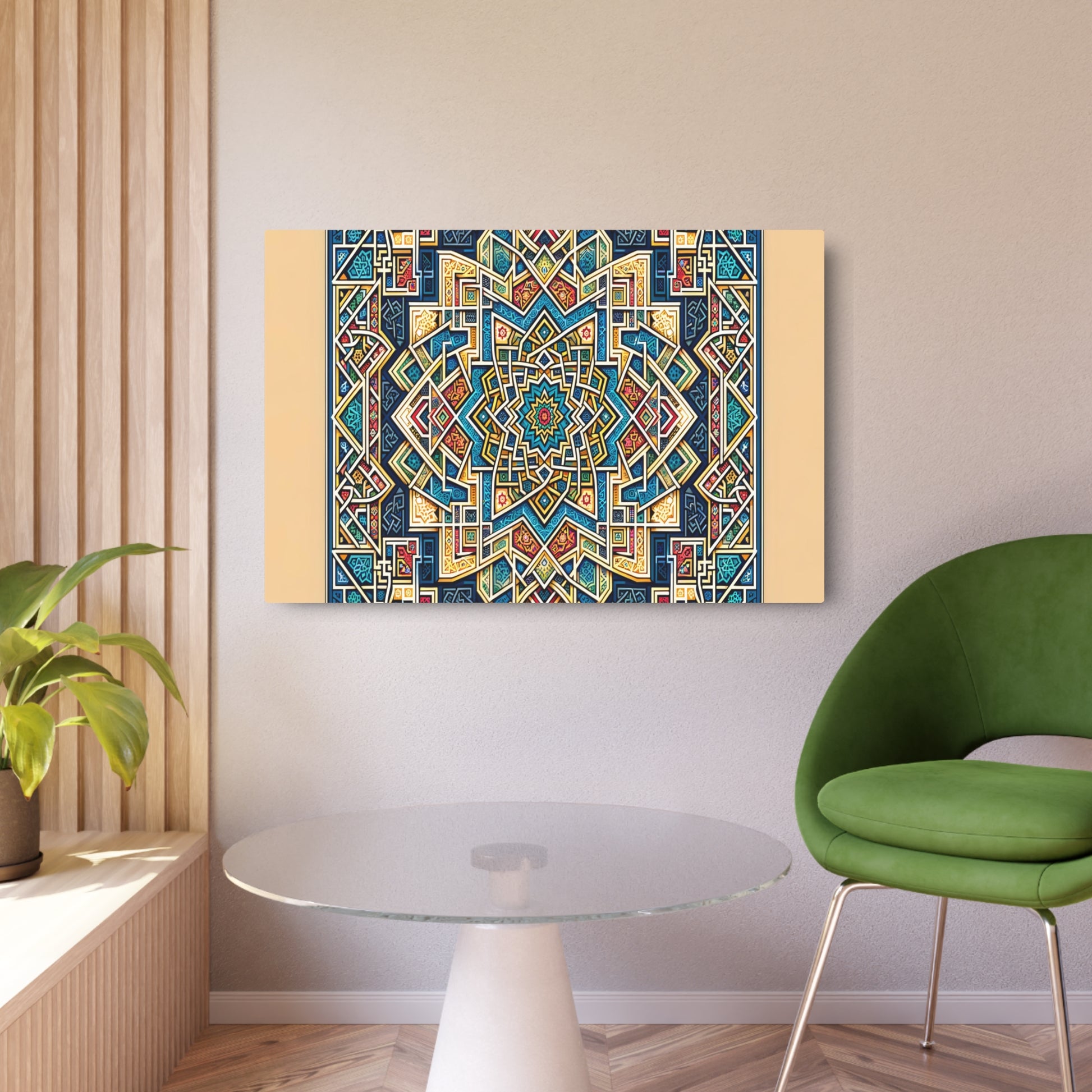 "Intricate Islamic Geometric Pattern Art in Vibrant Traditional Colors - Non-Western & Global Styles" - Metal Poster Art 36″ x 24″ (Horizontal) 0.12''