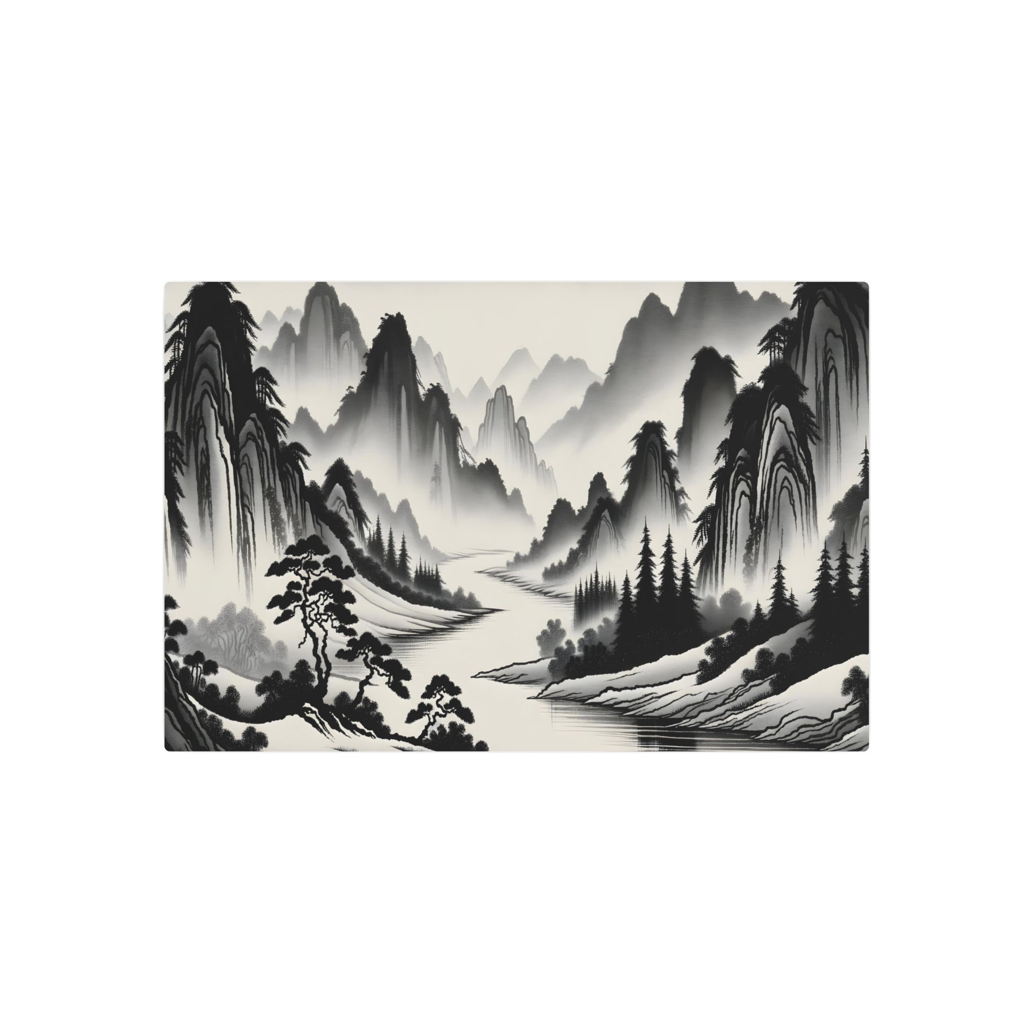 Metal Poster Art | "Traditional Chinese Landscape Painting - Authentic Asian Art Styles"