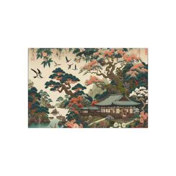 Metal Poster Art | "Kano School Inspired Asian Artwork: Japanese - Chinese Fusion with Bright Colors, Intricate Lines, and Natural Themes - Birds, Flowers & Land - Metal Poster Art 30″ x 20″ (Horizontal) 0.12''