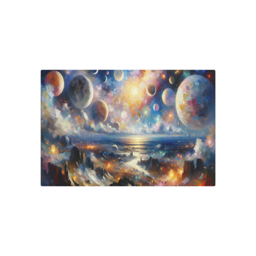 Metal Poster Art | "Impressionist Western Art Style - Celestial Bodies Artwork featuring Stars, Moon, Planets and Galaxies" - Metal Poster Art 30″ x 20″ (Horizontal) 0.12''