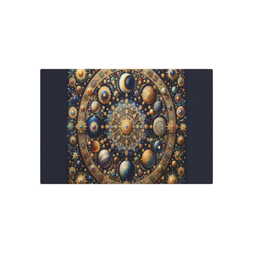 Metal Poster Art | "Mughal Miniature Artwork: Celestial Scene of Sun, Moon, Stars & Comets - Hand - painted with Gold and Precious Stones - Metal Poster Art 30″ x 20″ (Horizontal) 0.12''