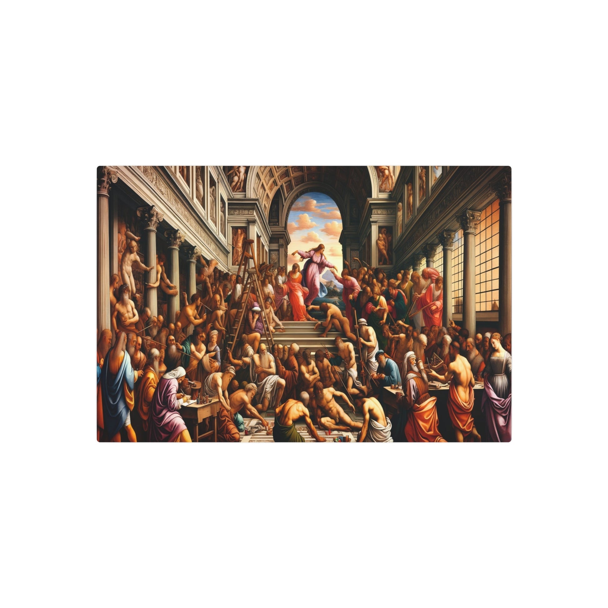 Metal Poster Art | "Philosophical and Artistic Renaissance Era: Detailed Western Art Styles Masterpiece" - Metal Poster Art 30″ x 20″ (Horizontal) 0.12''