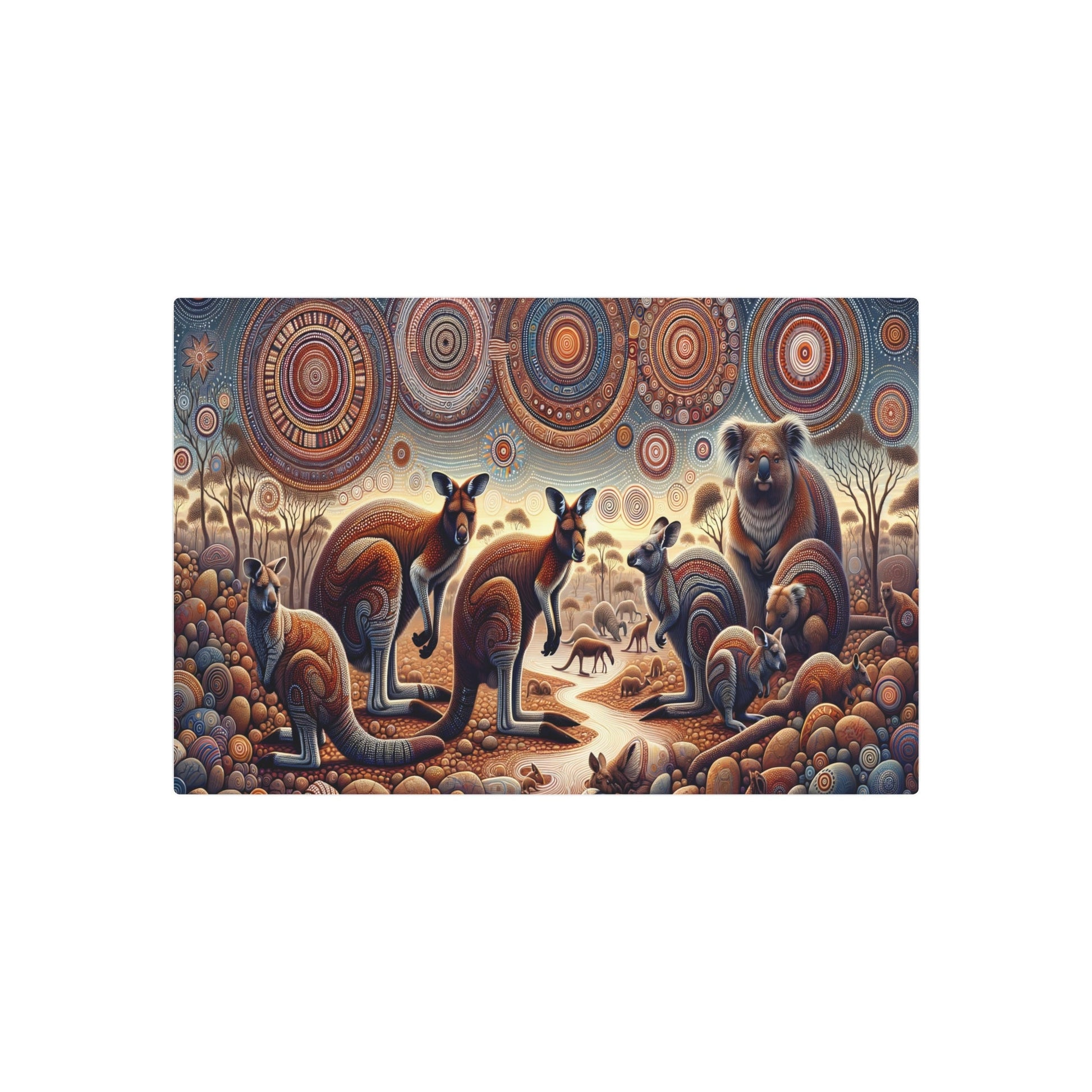 Metal Poster Art | "Aboriginal Australian Art: Authentic Native Wildlife and Traditional Symbols in Non - Western & Global Styles - Aboriginal Art (Australian)" - Metal Poster Art 30″ x 20″ (Horizontal) 0.12''