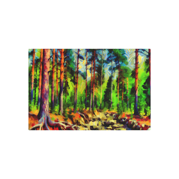 Metal Poster Art | "Expressionism Style Western Art - Vibrant and Dynamic Forest Scene with Emotionally Impactful Trees" - Metal Poster Art 30″ x 20″ (Horizontal) 0.12''