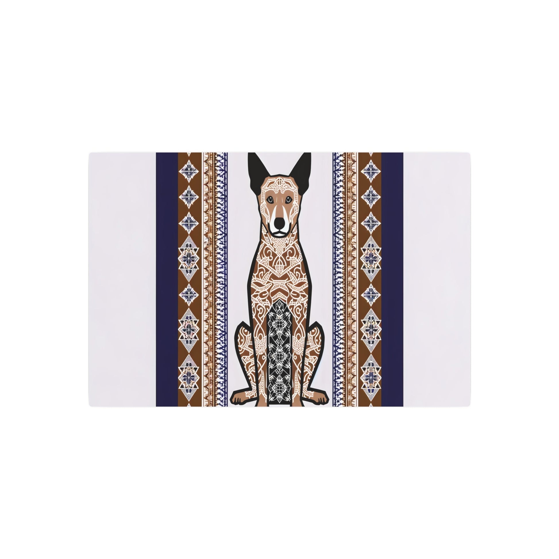 Metal Poster Art | "Batik Artwork - Intricate Indonesian Patterned Dog Design in Traditional Non-Western Style" - Metal Poster Art 30″ x 20″ (Horizontal) 0.12''