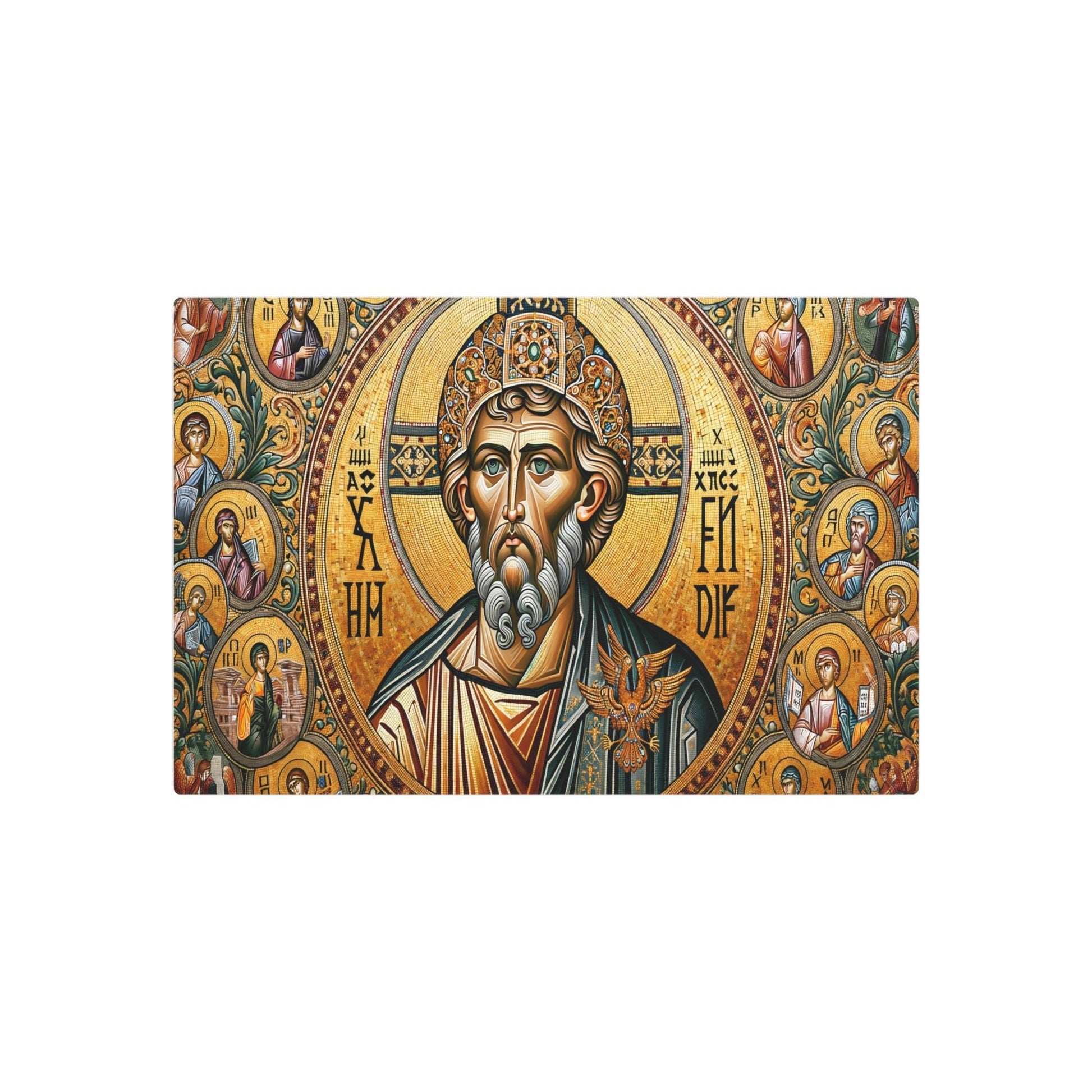 Metal Poster Art | "Digital Byzantine Empire - Inspired Artwork with Rich Gold Detailing & Religious Themes - Non - Western & Global Styles, Byzantine Art Category - Metal Poster Art 30″ x 20″ (Horizontal) 0.12''