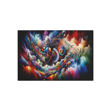 Metal Poster Art | "Modern & Contemporary Digital Art: Harmonious Fusion of Music and Kaleidoscopic Colors - Musical Instruments, Notes & Sound Waves Imagery" - Metal Poster Art 30″ x 20″ (Horizontal) 0.12''